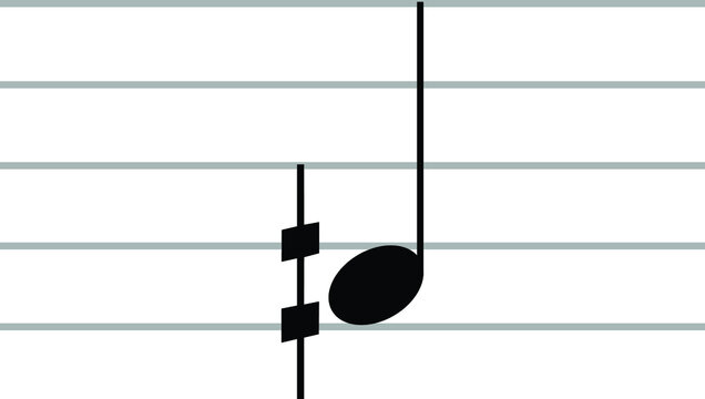 Black music symbol of demisharp on ledger lines