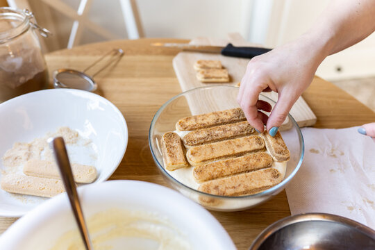 Preparation Of Tiramisu Dessert 