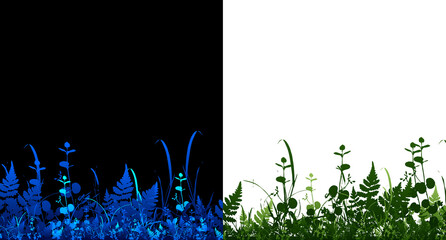 Vector bright blue green realistic seamless grass border isolated background. Vector illustration