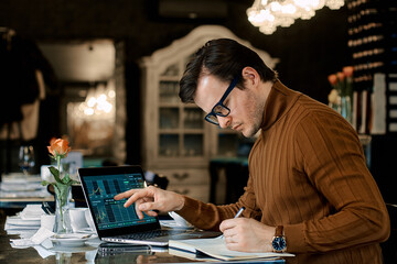 a man is engaged in stock trading