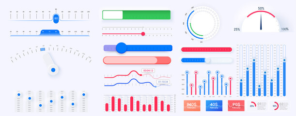 Graph charts. Colorful diagrams, statistics dashboard chart and infographic elements. Diagram template and graph diagram, illustration of visualization of graphic information. Vector illustration