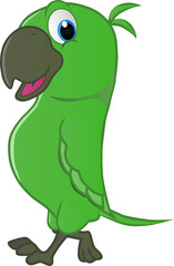 Cartoon illustration of a walking parrot