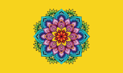 Mandala coloring book for kids mandala coloring page yellow background - obrazy, fototapety, plakaty