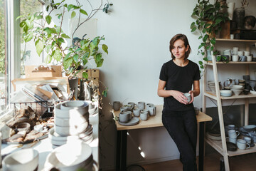 A young woman at home.
