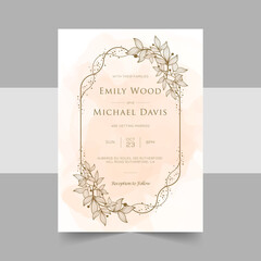 Elegant wedding invitation cards template with watercolor floral decoration