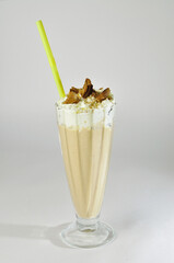 milkshake with cream on gray background