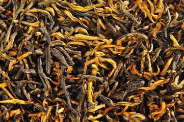 Dry Black Tea leaves close-up