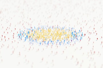 People on a circle protecting the vulnerable. Herd immunity, social protection concept. Digital 3D rendering.