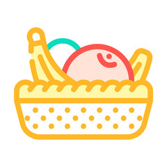fruit basket in canteen color icon vector. fruit basket in canteen sign. isolated symbol illustration