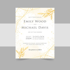 Elegant wedding invitation cards template with watercolor floral decoration