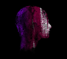 Mysterious head silhouette on dark background
