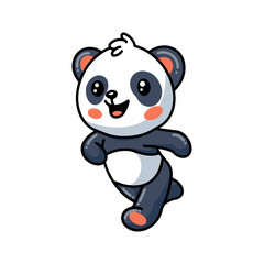 Naklejka premium Cute little panda cartoon running