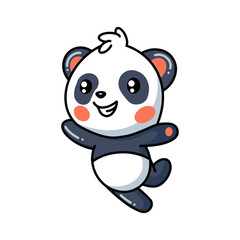 Cute little panda cartoon jumping