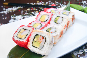 Sushi set, Japanese food, roll, Fresh and delicious sushi Japanese food.Image of Japanese food
