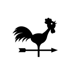 Silhouette of rooster on white background. Weather vane vector icon sign	