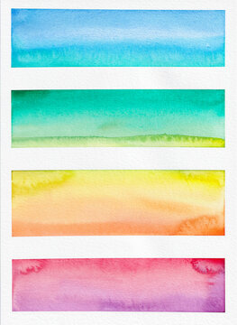Abstract Watercolour Landscapes in colourful gradients 