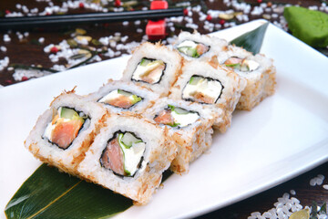 Sushi set, Japanese food, roll, Fresh and delicious sushi Japanese food.Image of Japanese food
