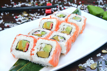 Sushi set, Japanese food, roll, Fresh and delicious sushi Japanese food.Image of Japanese food