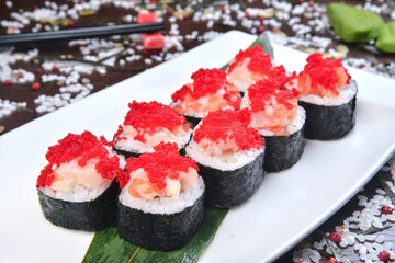 Sushi set, Japanese food, roll, Fresh and delicious sushi Japanese food.Image of Japanese food