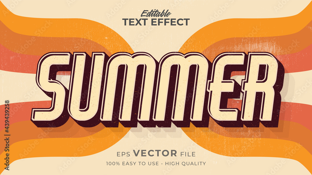 Poster editable text style effect - retro summer text in grunge style theme