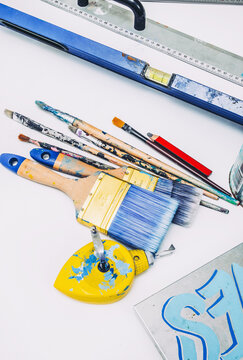 Street Artist Working Equipment -paint,brushes etc
