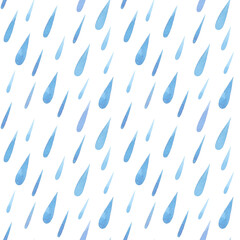 Seamless watercolor pattern small oblique raindrops.