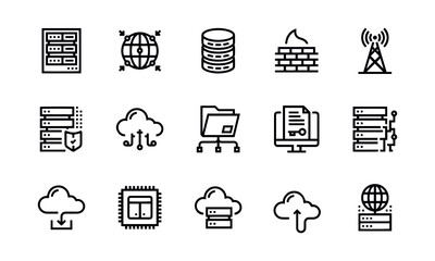 Web Hosting, Server, Global Network, Database icons vector design 