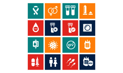 AIDS,HIV icon set vector design 