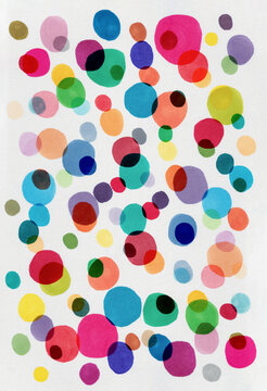 Many colourful overlapping circles