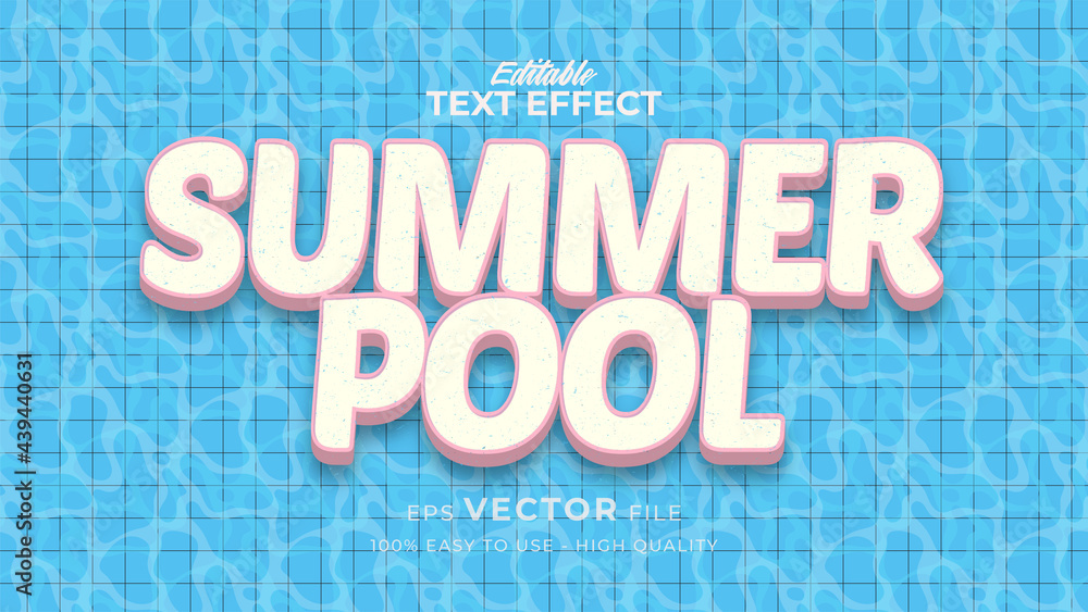 Poster editable text style effect - retro summer pool text in grunge style theme