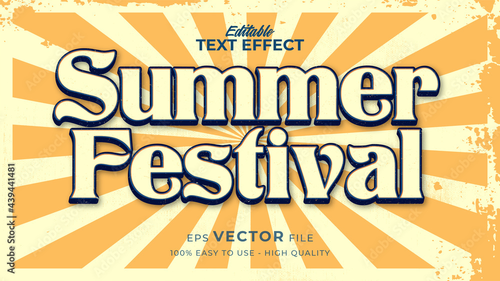 Aufkleber editable text style effect - retro summer text in grunge style theme