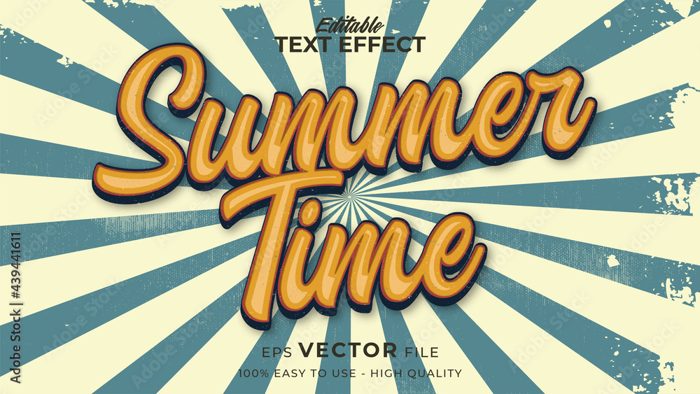 Aufkleber editable text style effect - retro summer text in grunge style theme