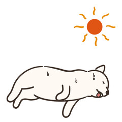 体調不良の犬と太陽　熱中症