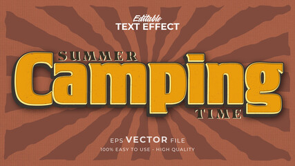 Editable text style effect - retro summer camping text in grunge style theme