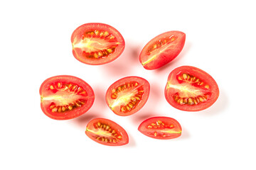 Top view Sliced tomato on white background.
