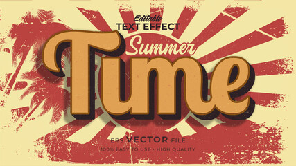 Editable text style effect - retro summer text in grunge style theme
