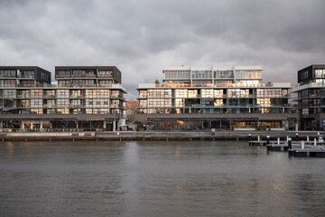 Fototapeta premium Foreshore apartments modern warter luxury condos home living