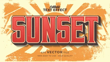 Foto auf Acrylglas Editable text style effect - retro sunset summer text in grunge style theme © Crealive.Studio