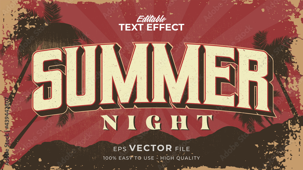 Poster editable text style effect - retro summer text in grunge style theme