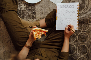 Close Up Woman Making Timetable 