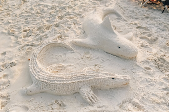 Unique animal sand castles. 