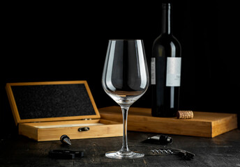 WINE GLASS ON THE TABLE WITH ACCESSORIES