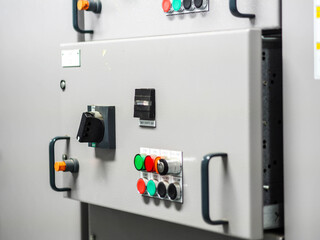 Electrical switchgear, Industrial electrical switch panel at substation in industrial zone at power plant