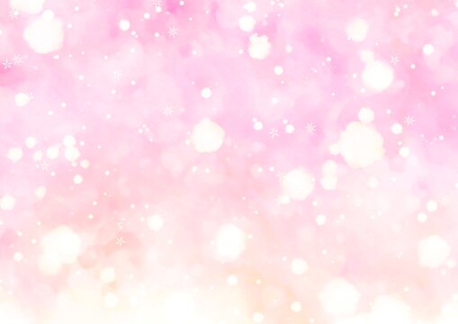 幻想的なふわふわピンクの雪の背景
