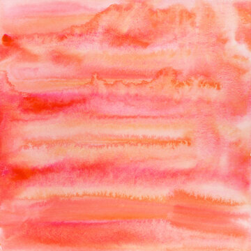 Vibrant Coral Abstract Watercolor Painting