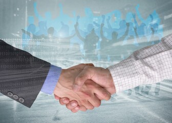 Business network concept. Management strategy. Human hands shake.