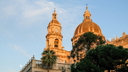 Catania. Domes of the magnificent Catania Cathedral, dedicated to Saint Agatha.