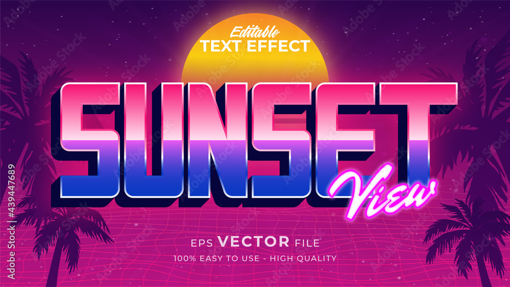 Poster editable text style effect - retro summer text in 80s style theme