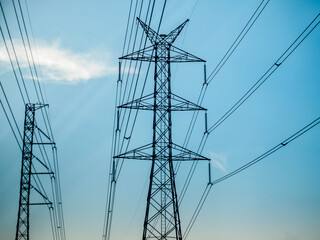 Electric pole and high voltage cable from power plant.