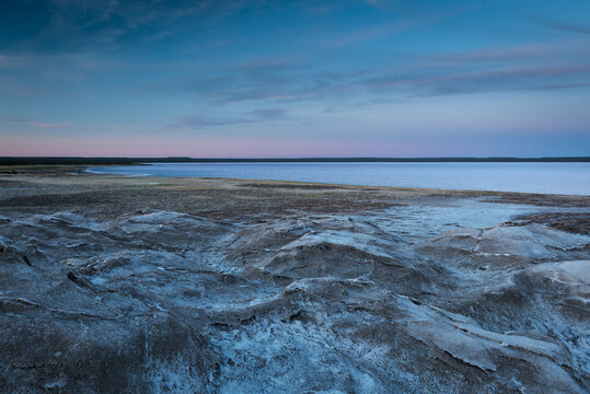 Salt Lake, Salina Chica at Sunset.  Valdes Peninsula.  Argentina